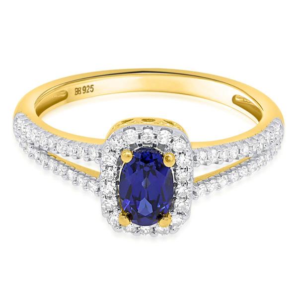 Gemstone Classics(tm) Created Sapphire & Lab Grown Diamond Ring alternate view