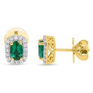 Gemstone Classics(tm) Created Emerald & Lab Grown Diamond Earrings