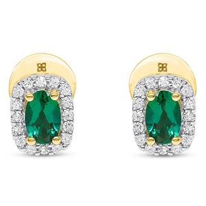 Gemstone Classics(tm) Created Emerald & Lab Grown Diamond Earrings alternate view