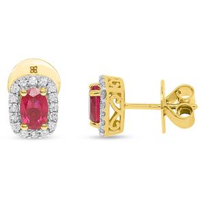 Gemstone Classics(tm) Created Ruby & Lab Grown Diamond Stud Earrings