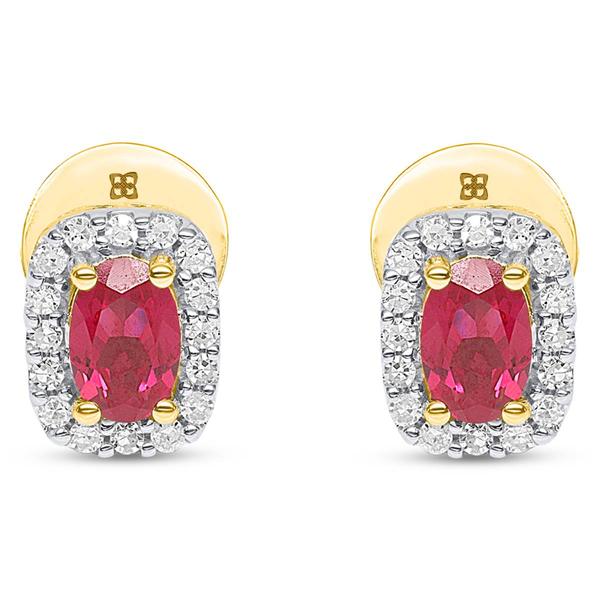 Gemstone Classics(tm) Created Ruby & Lab Grown Diamond Stud Earrings alternate view