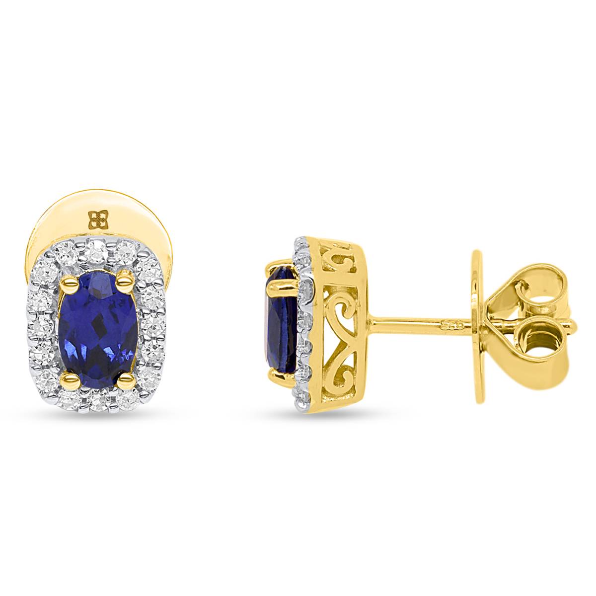 Gemstone Classics(tm) Created Sapphire & Lab Grown Diamond Earrings