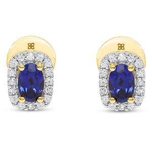 Gemstone Classics(tm) Created Sapphire & Lab Grown Diamond Earrings alternate view