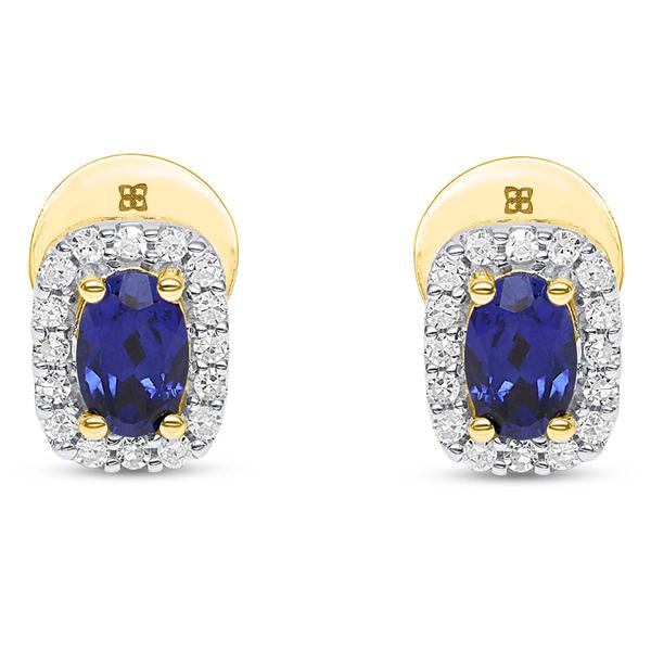 Gemstone Classics(tm) Created Sapphire & Lab Grown Diamond Earrings alternate view