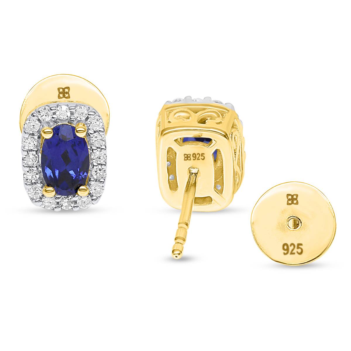 Gemstone Classics(tm) Created Sapphire & Lab Grown Diamond Earrings