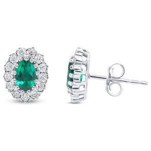 Nova Star(R) Lab-Grown Emerald & 1/2ctw. Lab-Grown Diamond Earrings
