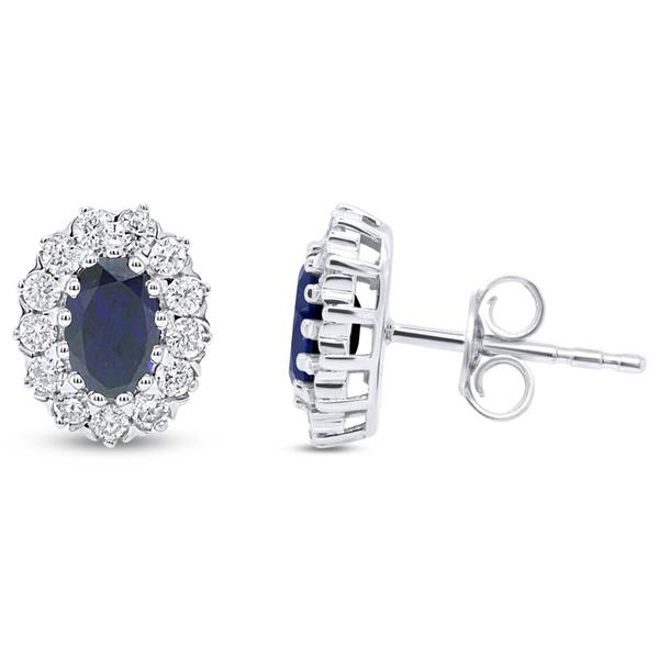 Nova Star(R) 6x4mm Oval Lab-Grown Sapphire Stud Earrings