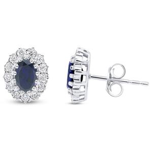 Nova Star(R) 6x4mm Oval Lab-Grown Sapphire Stud Earrings