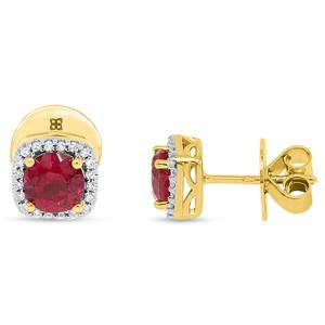Gemstone Classics(tm) Created Ruby & Lab Grown Diamond Earrings