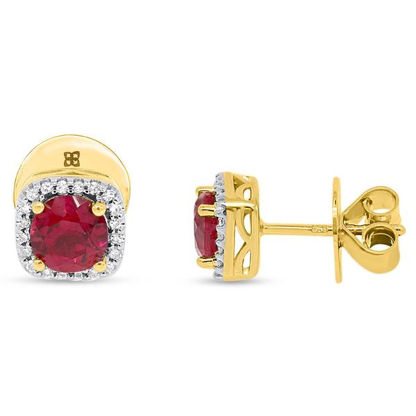 Gemstone Classics(tm) Created Ruby & Lab Grown Diamond Earrings