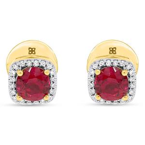Gemstone Classics(tm) Created Ruby & Lab Grown Diamond Earrings alternate view