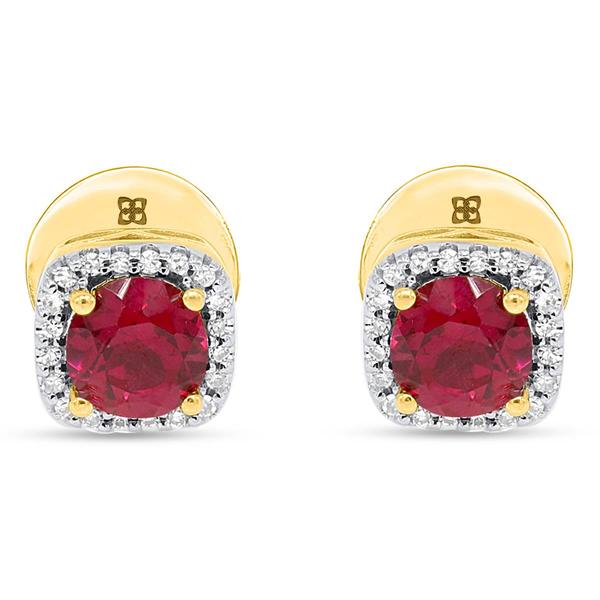 Gemstone Classics(tm) Created Ruby & Lab Grown Diamond Earrings alternate view