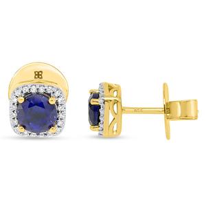 Gemstone Classics(tm) Created Sapphire & Lab Grown Diamond Earrings