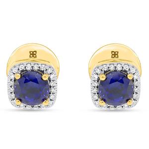 Gemstone Classics(tm) Created Sapphire & Lab Grown Diamond Earrings alternate view