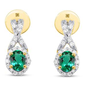 Gemstone Classics(tm) Created Emerald & Lab Grown Diamond Earrings alternate view