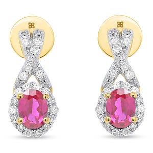 Gemstone Classics(tm) Created Ruby & Lab Grown Diamond Earrings alternate view