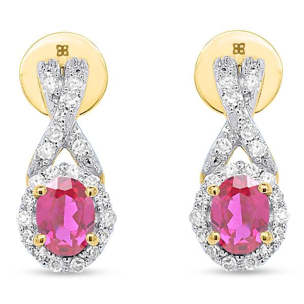 Gemstone Classics(tm) Created Ruby & Lab Grown Diamond Earrings alternate view