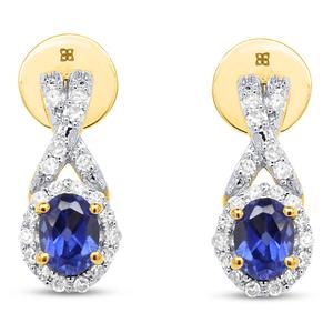 Gemstone Classics(tm) Created Sapphire & Lab Grown Diamond Earrings alternate view