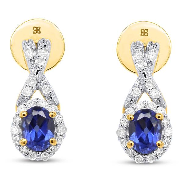 Gemstone Classics(tm) Created Sapphire & Lab Grown Diamond Earrings alternate view
