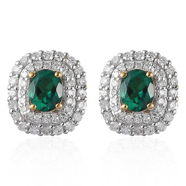 Nova Star(R) Created Oval Emerald & Lab Grown Diamond Earrings