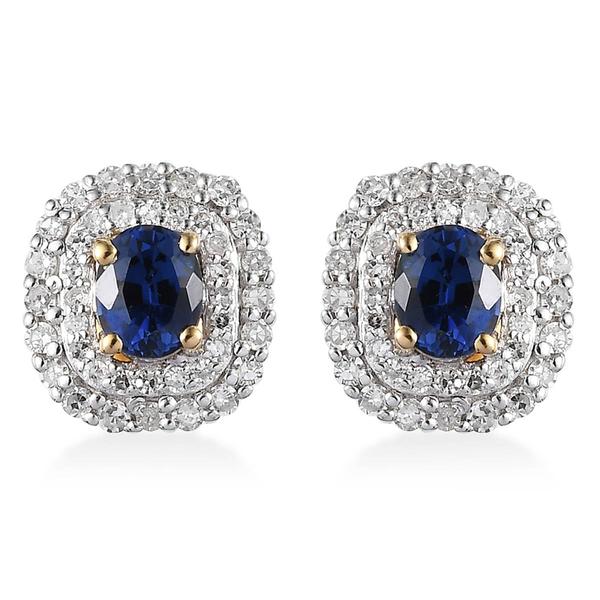 Nova Star(R) Created Sapphire & Lab Grown Diamond Stud Earrings