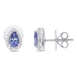 Gemstone Classics(tm) Natural Tanzanite Lab Diamond Stud Earrings