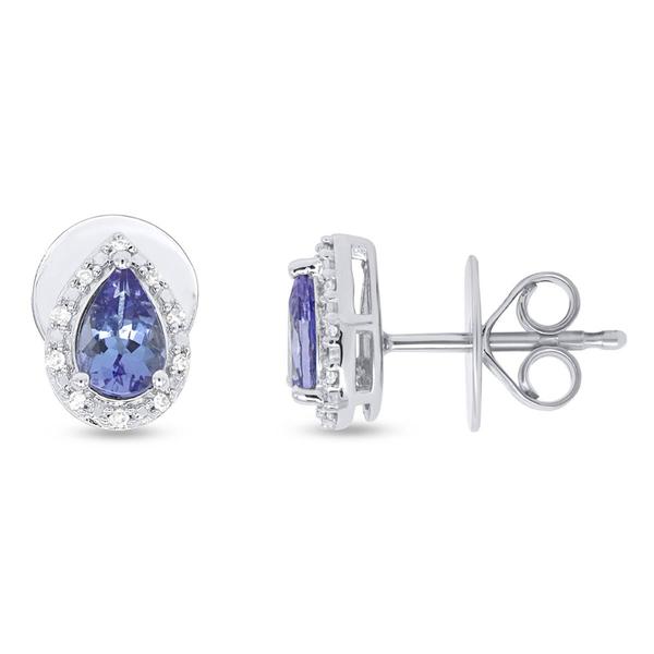 Gemstone Classics(tm) Natural Tanzanite Lab Diamond Stud Earrings