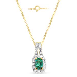 Gemstone Classics(tm) Created Emerald Lab Grown Diamond Pendant