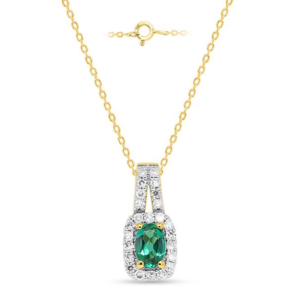 Gemstone Classics(tm) Created Emerald Lab Grown Diamond Pendant