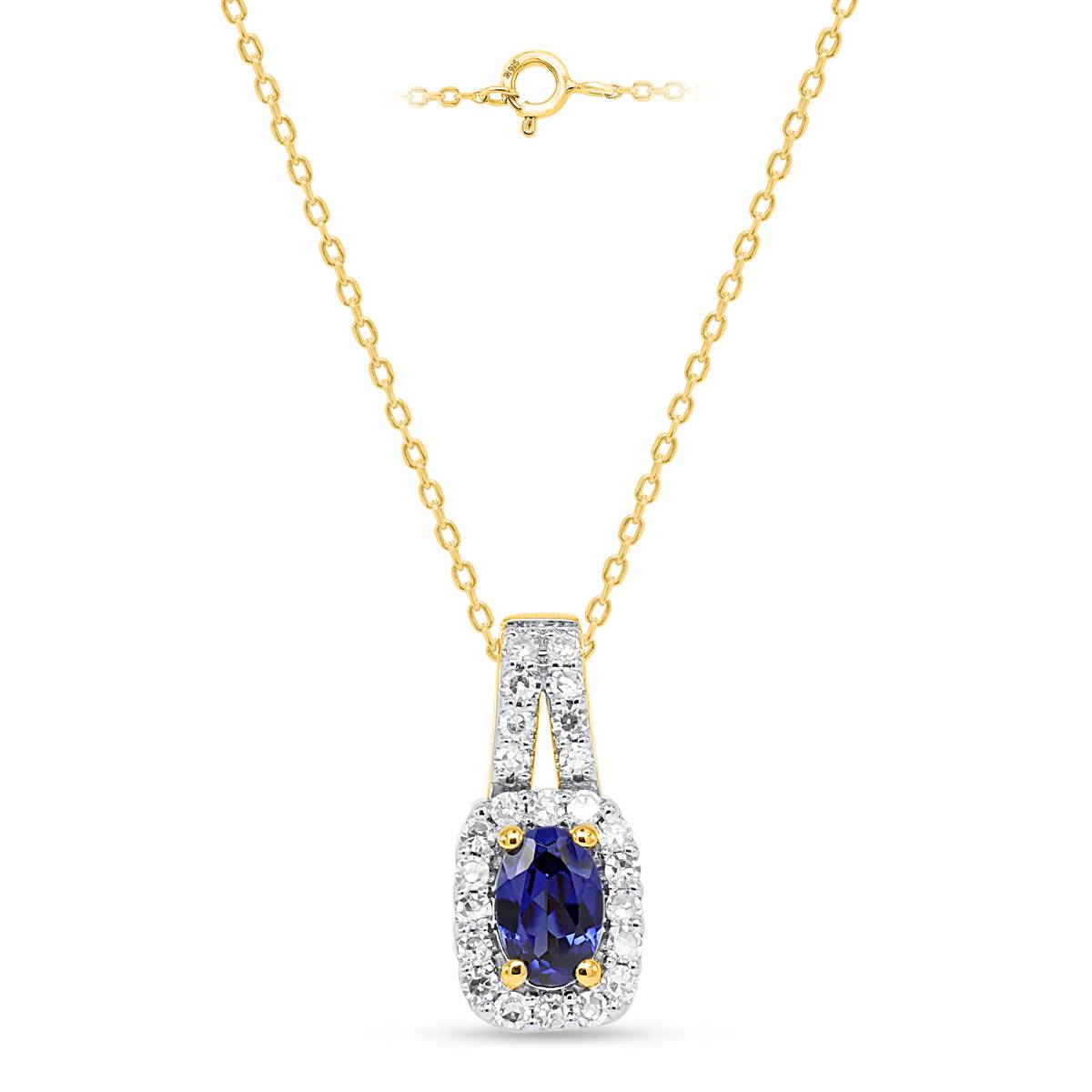 Gemstone Classics(tm) Created Sapphire Lab Grown Diamond Pendant