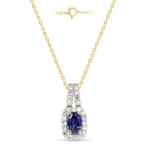 Gemstone Classics(tm) Created Sapphire Lab Grown Diamond Pendant