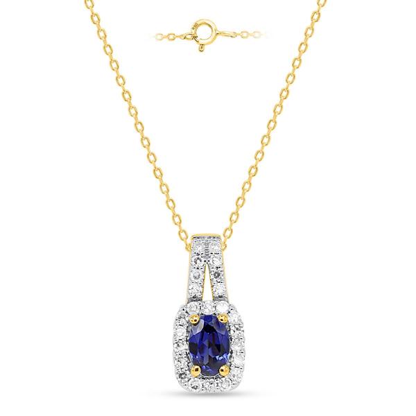 Gemstone Classics(tm) Created Sapphire Lab Grown Diamond Pendant