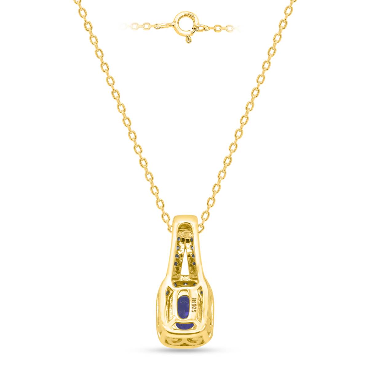 Gemstone Classics(tm) Created Sapphire Lab Grown Diamond Pendant