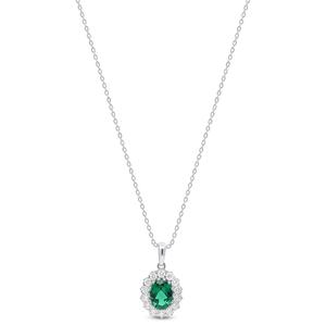 Nova Star(R) Sterling Silver 8x6mm Oval Lab-Grown Emerald Pendant