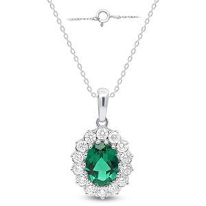 Nova Star(R) Sterling Silver 8x6mm Oval Lab-Grown Emerald Pendant alternate view