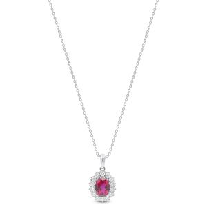 Nova Star(R) Sterling Silver & Oval Lab-Grown Ruby Pendant Necklace