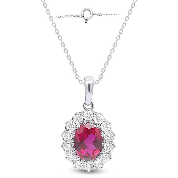 Nova Star(R) Sterling Silver & Oval Lab-Grown Ruby Pendant Necklace alternate view