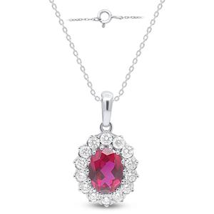 Nova Star(R) Sterling Silver & Oval Lab-Grown Ruby Pendant Necklace alternate view