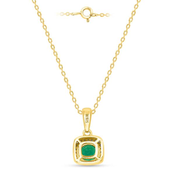 Gemstone Classics(tm) Created Emerald Lab Diamond Square Pendant alternate view