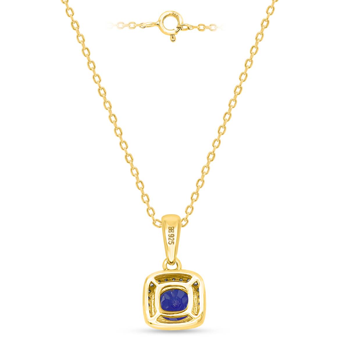 Gemstone Classics(tm) Created Sapphire Lab Diamond Square Pendant