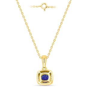 Gemstone Classics(tm) Created Sapphire Lab Diamond Square Pendant alternate view