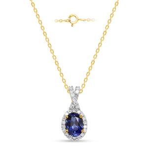 Gemstone Classics(tm) Created Sapphire Lab Grown Diamond Pendant