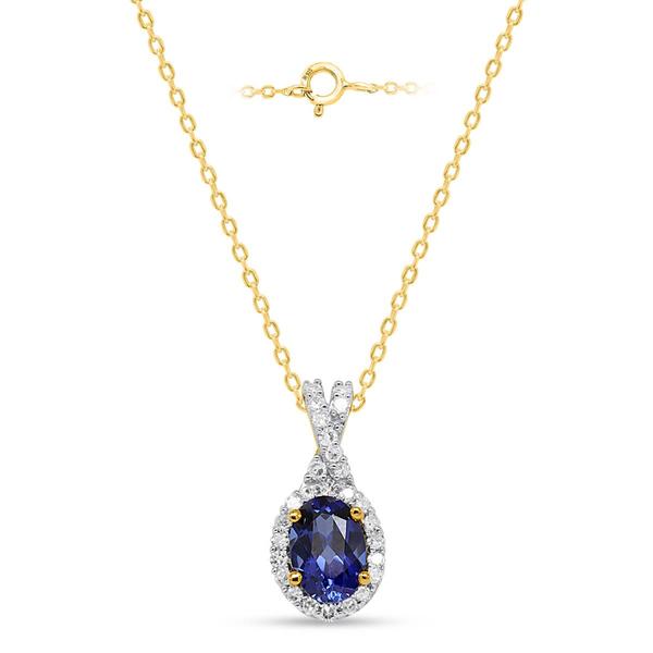 Gemstone Classics(tm) Created Sapphire Lab Grown Diamond Pendant