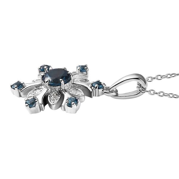 Gemstone Classics(tm) Blue Topaz Lab Grown Diamond Snowflake Pendant alternate view