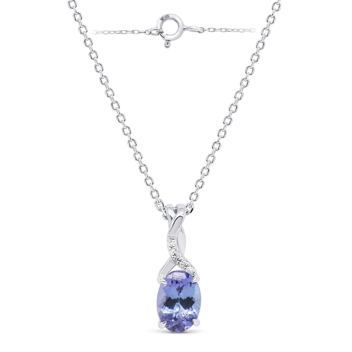 Gemstone Classics(tm) Natural Tanzanite Lab Grown Diamond Pendant