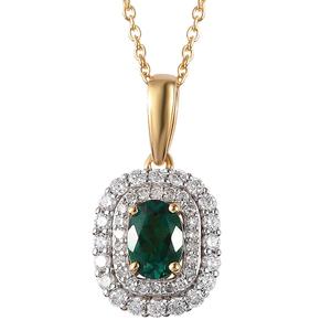Nova Star(R) Lab Grown Oval Emerald & Lab Grown Diamond Pendant