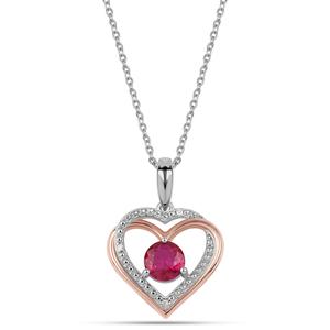 Nova Star(R) 5mm. Created Ruby & Lab Grown Diamond Heart Necklace