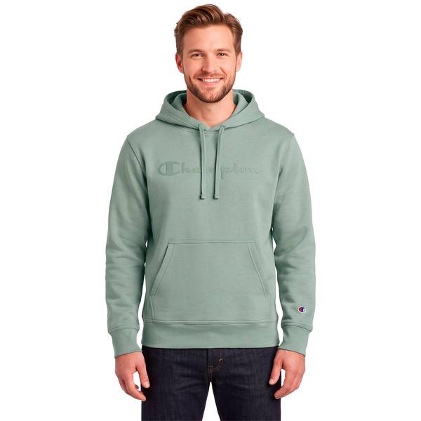 Mens Champion(R) Large Script Pullover Hoodie