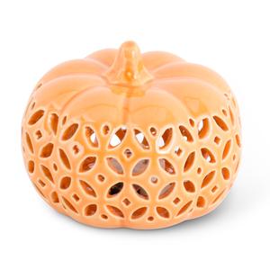 K&K Interiors Ceramic Cutout LED Pumpkin - Orange