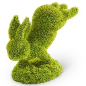 K&K Interiors 5in. Moss Bunny Standing On Front Feet